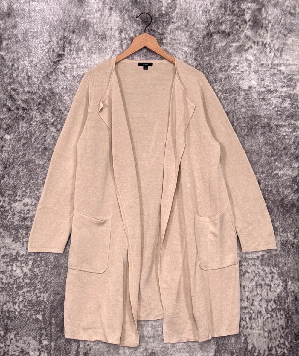 J Crew Jacket Large Womens Juliette Collarless Sweater Blazer Linen Knit